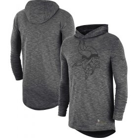 Wholesale Cheap Men\'s Minnesota Vikings Nike Heathered Charcoal Fan Gear Tonal Slub Hooded Long Sleeve T-Shirt