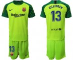Wholesale Cheap Barcelona #13 Cillessen Green Goalkeeper Soccer Club Jersey