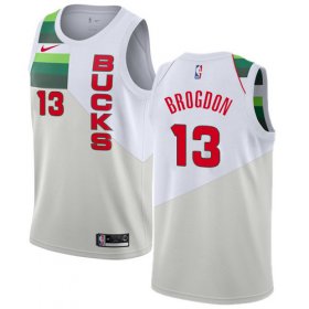 Wholesale Cheap Nike Bucks #13 Malcolm Brogdon White NBA Swingman Earned Edition Jersey