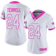 Wholesale Cheap Nike Falcons #24 A.J. Terrell White/Pink Women's Stitched NFL Limited Rush Fashion Jersey