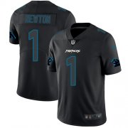 Wholesale Cheap Nike Panthers #1 Cam Newton Black Men's Stitched NFL Limited Rush Impact Jersey