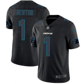 Wholesale Cheap Nike Panthers #1 Cam Newton Black Men\'s Stitched NFL Limited Rush Impact Jersey