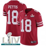 Wholesale Cheap Nike 49ers #18 Dante Pettis Red Super Bowl LIV 2020 Team Color Men's Stitched NFL Vapor Untouchable Limited Jersey