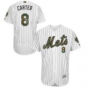 Wholesale Cheap Mets #8 Gary Carter White(Blue Strip) Flexbase Authentic Collection Memorial Day Stitched MLB Jersey