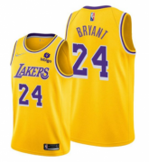 Wholesale Cheap Men's Yellow Los Angeles Lakers #24 Kobe Bryant bibigo Stitched Basketball Jersey