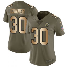 Wholesale Cheap Nike Steelers #30 James Conner Olive/Gold Women\'s Stitched NFL Limited 2017 Salute to Service Jersey