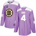 Wholesale Cheap Adidas Bruins #4 Bobby Orr Purple Authentic Fights Cancer Stanley Cup Final Bound Youth Stitched NHL Jersey
