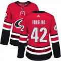 Wholesale Cheap Adidas Hurricanes #42 Gustav Forsling Red Home Authentic Women's Stitched NHL Jersey