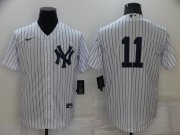 Wholesale Cheap Men's New York Yankees #11 Brett Gardner White No Name Stitched MLB Nike Cool Base Jersey