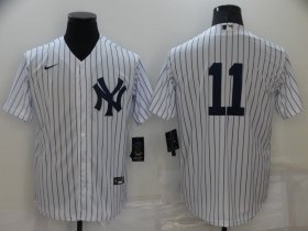 Wholesale Cheap Men\'s New York Yankees #11 Brett Gardner White No Name Stitched MLB Nike Cool Base Jersey
