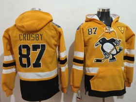 Wholesale Cheap Penguins #87 Sidney Crosby Gold Sawyer Hooded Sweatshirt 2017 Stadium Series Stitched NHL Jersey
