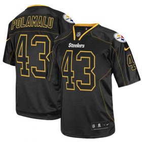 Wholesale Cheap Nike Steelers #43 Troy Polamalu Lights Out Black Men\'s Stitched NFL Elite Jersey