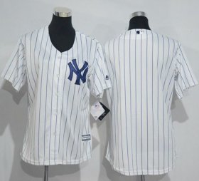 Wholesale Cheap Yankees Blank White Strip Women\'s Home Stitched MLB Jersey