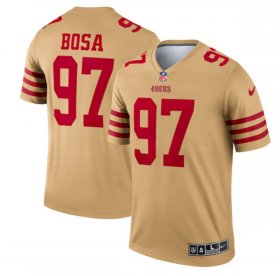 Wholesale Cheap Men\'s San Francisco 49ers #97 Nick Bosa 2022 New Gold Inverted Legend Stitched Football Jersey