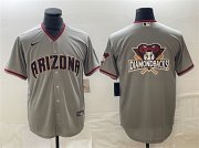 Men's Arizona Diamondbacks Gray Team Big Logo Cool Base Stitched Baseball Jerseys