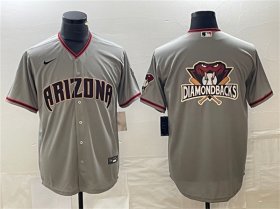 Men\'s Arizona Diamondbacks Gray Team Big Logo Cool Base Stitched Baseball Jerseys