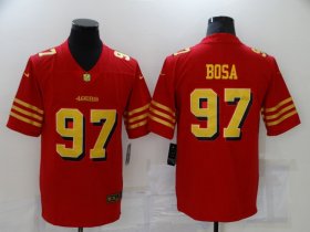 Wholesale Cheap Men\'s San Francisco 49ers #97 Nick Bosa Red Gold 2021 Vapor Untouchable Stitched NFL Nike Limited Jersey
