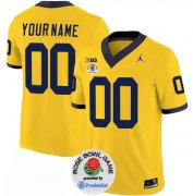 Cheap Men's Michigan Wolverines ACTIVE PLAYER Custom 2023 F.U.S.E. Yellow Rose Bowl Patch Stitched Jersey