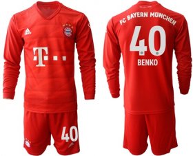 Wholesale Cheap Bayern Munchen #40 Benko Home Long Sleeves Soccer Club Jersey