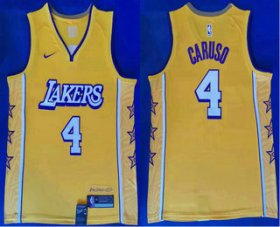 Wholesale Cheap Men\'s Los Angeles Lakers #4 Alex Caruso Yellow 2020 Nike City Edition Swingman Jersey
