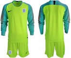 Wholesale Cheap England Blank Shiny Green Goalkeeper Long Sleeves Soccer Country Jersey