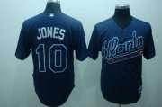 Wholesale Cheap Braves #10 Chipper Jones Blue Practise Stitched MLB Jersey