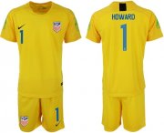 Wholesale Cheap USA #1 Howard Yellow Goalkeeper Soccer Country Jersey