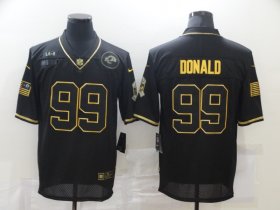Wholesale Cheap Men\'s Los Angeles Rams #99 Aaron Donald Black Gold 2020 Salute To Service Stitched NFL Nike Limited Jersey