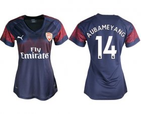 Wholesale Cheap Women\'s Arsenal #14 Aubameyang Away Soccer Club Jersey