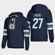 Wholesale Cheap Winnipeg Jets #27 Nikolaj Ehlers Blue adidas Lace-Up Pullover Hoodie
