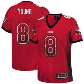 Wholesale Cheap Nike 49ers #8 Steve Young Red Team Color Women\'s Stitched NFL Elite Drift Fashion Jersey