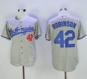 Wholesale Cheap Dodgers #42 Jackie Robinson Grey Flexbase Authentic Collection Road Stitched MLB Jersey
