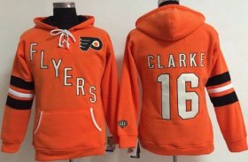 Wholesale Cheap Philadelphia Flyers #16 Bobby Clarke Orange Women\'s Old Time Heidi NHL Hoodie