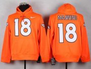 Wholesale Cheap Denver Broncos #18 Peyton Manning Orange NFL Pullover Hoodie