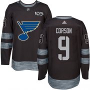 Wholesale Cheap Adidas Blues #9 Shayne Corson Black 1917-2017 100th Anniversary Stitched NHL Jersey