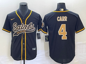 Wholesale Cheap Men\'s New Orleans Saints #4 Derek Carr Black With Patch Cool Base Stitched Baseball Jersey