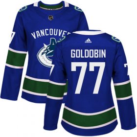 Wholesale Cheap Adidas Canucks #77 Nikolay Goldobin Blue Home Authentic Women\'s Stitched NHL Jersey