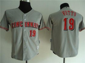 Wholesale Cheap Reds #19 Joey Votto Grey Cool Base Stitched Youth MLB Jersey