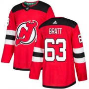 Wholesale Cheap Adidas Devils #63 Jesper Bratt Red Home Authentic Stitched NHL Jersey