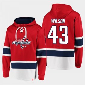 Wholesale Cheap Men\'s Washington Capitals #43 Tom Wilson Red All Stitched Sweatshirt Hoodie
