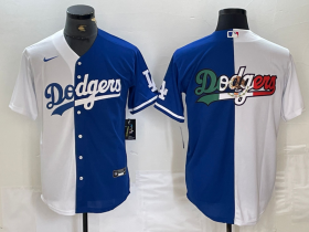 Cheap Men\'s Los Angeles Dodgers Big Logo White Blue Two Tone Stitched Baseball Jerseys