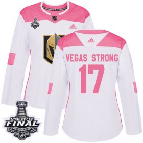 Wholesale Cheap Adidas Golden Knights #17 Vegas Strong White/Pink Authentic Fashion 2018 Stanley Cup Final Women\'s Stitched NHL Jersey