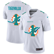 Wholesale Cheap Miami Dolphins #1 Tua Tagovailoa White Men's Nike Team Logo Dual Overlap Limited NFL Jersey