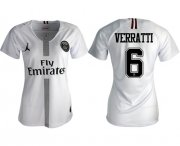 Wholesale Cheap Women's Jordan Paris Saint-Germain #6 Verratti Away Soccer Club Jersey