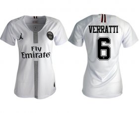 Wholesale Cheap Women\'s Jordan Paris Saint-Germain #6 Verratti Away Soccer Club Jersey