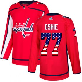 Wholesale Cheap Adidas Capitals #77 T.J. Oshie Red Home Authentic USA Flag Stitched NHL Jersey
