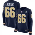 Wholesale Cheap Nike Rams #66 Austin Blythe Navy Blue Team Color Women's Stitched NFL Limited Therma Long Sleeve Jersey