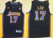 Wholesale Cheap Los Angeles Lakers #17 Jeremy Lin Revolution 30 Swingman Black With Purple Jersey