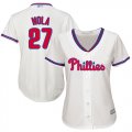 Wholesale Cheap Phillies #27 Aaron Nola Cream Alternate Women's Stitched MLB Jersey