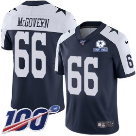 Wholesale Cheap Nike Cowboys #66 Connor McGovern Navy Blue Thanksgiving Men\'s Stitched With Established In 1960 Patch NFL 100th Season Vapor Untouchable Limited Throwback Jersey